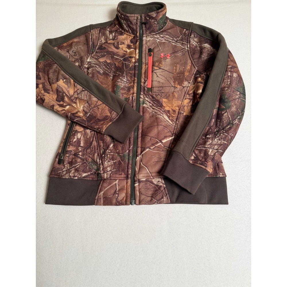 Under Armour Storm Realtree Camo Full Zip Fleece Jacket Womens Medium Brown Camo